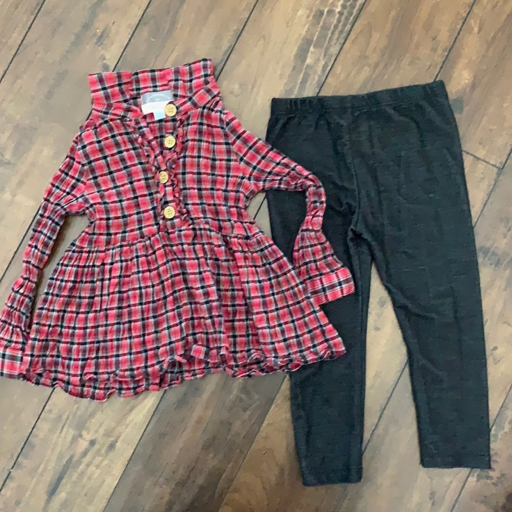 EUC Red Plaid Ruffle Holiday Outfit